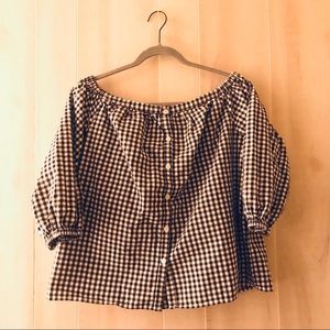 Merona Off the Shoulder Plaid Shirt
